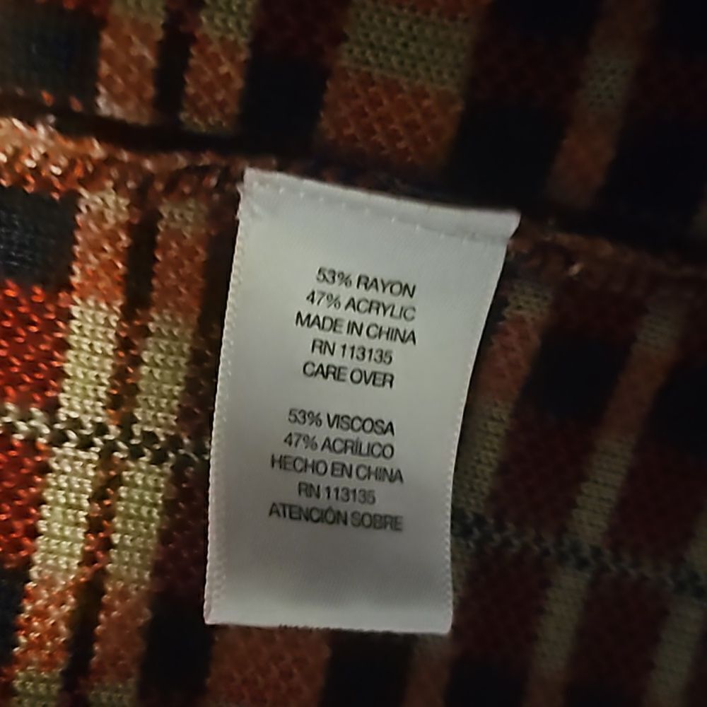 Leo & Nicole Red Brown Plaid Sleeveless Cardigan Size MP - Picture 5 of 6